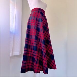 Vintage ‘80s Albee Red & Black Plaid Midi Skirt